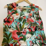 Handmade Flamingo Empire Waist Dress Babies Pink Green Unique Cotton Buttons Size XS Photo 2