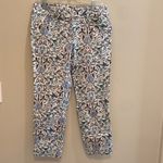 Loft  Cotton Marisa Ankle Green Brown Cream Blue Floral Crop Pants Size 4 Photo 1