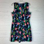 J.Crew Factory Women 12 Navy Blue Floral Basketweave Square-Neck Sheath Dress Photo 7