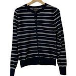 Banana Republic Navy Blue & White Stripe Stretch Cotton Cardigan Sweater S Photo 0