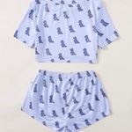 SheIn Lilac Dinosaur Pajama Set Photo 0