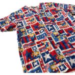 Peaches Uniform Womens Large Cat Patriotic Print Scrub Top Nurse Healthcare Red Photo 5