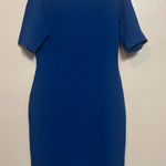 Ann Taylor Women’s Dress Shirt Sleeve Polyester Spandex Zipper Knee Length Blue Photo 0