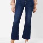Loft Sz 28 6 High Waist Flare Crop Jeans In Bright Indigo Women's Blue Stretch Photo 0