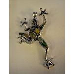 Vintage Rhinestone & Enamel Frog Pendant Magnetic Bail Photo 0