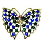 Elegant Gold Butterfly Brooch with Blue and Green Accents Photo 0