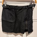 Free People  Black Faux Leather Skirt with Zipper Detail Photo 0