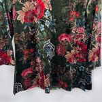 Calessa‎ Forest Fairy Velvet Boho Hippie Shirt Womens Medium Green Floral Print Photo 2