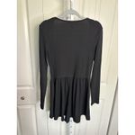 Ribbed Knit Romper Long Sleeve Square Neck Casual Comfy Black Size M Photo 4