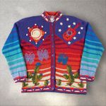 Vtg Rebecca Stone Western Knit Cardigan Sweater Cactus Guitar Butterfly Sz M Size M Photo 0
