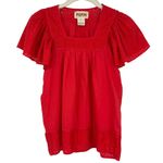 PEPIN Anthropologie Red Flutter Sleeve Tunic Top Blouse Size XS Photo 0