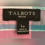 Talbots - Plaid‎ teal blue and pink button-down Size LP Photo 4