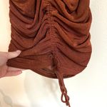 Isalis Bodycon Drawstring Ruched Dress in Burnt Orange Size Small Photo 2