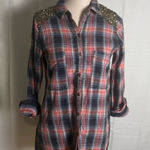 Free People  Plaid Button Down Shirt - Red and Blue Photo 0