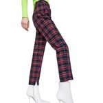 ZARA  Plaid Straight Leg Slim Pant Black and Red Size 4 Photo 2