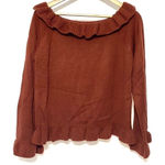 Love Riche  Sweater ruffle Autumn colors large rust orange  ruffle sleeve Photo 0