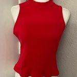 SheIn Red Sleeveless Ribbed Mock Turtleneck Tank L Corporate Siren Cherry Girl Photo 0