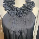 Violet+Claire Gray Satiny Ruffled Sleeveless Halter Blouse Photo 2