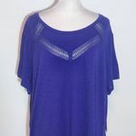 Liz Claiborne  Purple T-Shirt with Crochet Lace Detail NWT Size 2X Plus Size Tee Photo 2