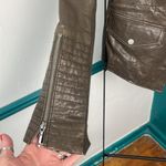 BCBG Max AZRIA army brown leather like new jacket fitted amazing details Sm Photo 4