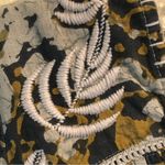 Sigrid Olsen  Cotton Oversize Top Womens Brown Floral Blanket Stitch Edge M Photo 2