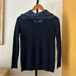 Amina Rubinacci Made in Italy Wool Sequin Cowl Neck Sweater Navy Blue Size 40 XS Photo 4