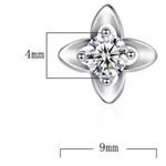 Boutique NEW 925 Sterling Silver Clover Diamond Stud Earrings Photo 9