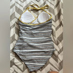 Target White, Black, and Gold Striped Cutout One Piece Swimsuit Size Small Photo 1