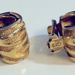 St. John  Vintage Earrings, Brushed Gold‎ Finish, 1” Clip Earrings, Stamped Photo 0