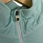 FootJoy  Womens M 1/2 Zip Performance Pullover Blue Mint Tonal Stripe Golf Sporty Photo 1