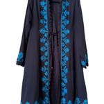 Soft Surroundings Embroidered Lace Trim Duster Jacket, Long Sleeve, Black Blue Photo 1