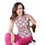 Boden‎ Women's Rollneck Martha Sleeveless Top Floral White Pink Navy Blue 14 Photo 2