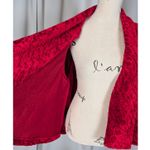 Connected Apparel  Red Crushed Velvet Open Front Cardigan Jacket Photo 7