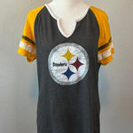 NFL  Team Apparel Pittsburgh Steelers Short Sleeve TShirt Yellow/Gray Sz L *Flaw Photo 0