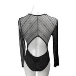 Lulus Casita Black Sheer Lace Long Sleeve Plunge V-neck Bodysuit Blouse Top Sz M Photo 1
