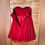 My Michelle  Short Cocktail Dress Juniors Size 3 Red Strapless Ruched Embellished Photo 5