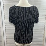 Briggs New York BRIGGS (petite) Stretchy Black Blouse w Vine Pattern-Large Photo 1