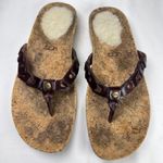 UGG  Australia Cork Brown Leather Thong Sandals Shearling Footbed Women US 8 Photo 7