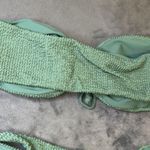 Zaful Bikini Set Womens Medium Green Smocked Bandeau Top Side Tie Swimwear Photo 5