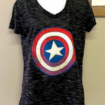 Marvel  Heather Dark Gray/Black Short Sleeve Captain America T-Shirt- Medium Photo 0
