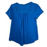 Sundance  Blue Eyelet Embroidered Boho Bohemian Short Sleeve Blouse Size Small Photo 2
