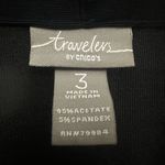 Chico's Travelers Tiered Open Front Cardigan Size XL Black Liquid Knit Slinky Photo 2