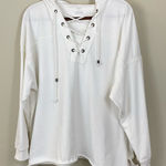 Aerie  White Lace Up Oversized‎ Hoodie Sweatshirt Size Medium Photo 0