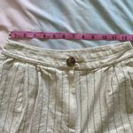 ASOS Striped Cropped Beige Trousers Cotton Linen Blend Photo 3