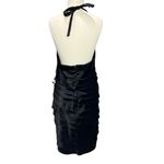 Scarlett Nite Y2K Halter Dress 14 Black Satin Tiered Ruffled Cocktail Retro HOCO Photo 4