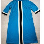 Vanity Fair VTG House Coat Womens 42 Blue Velour Stripe Thick Warm Zip Up Robe Photo 0