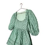 RHODE Green Printed 100% Cotton Hourglass Square Neck Daya Mini Dress Size 6 Photo 5