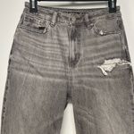 American Eagle  Grey Mom Jeans High Rise Ripped Distressed Minimal Grunge Indie 2 Photo 1