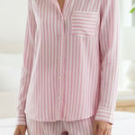 Victoria's Secret  Women’s Casual Classic Pink Striped Button Down Pajama Shirt Photo 0