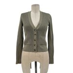 ANINE BING  Layla Ribbed Cardigan‎ Sweater Button Front Olive Green Size Small Photo 2